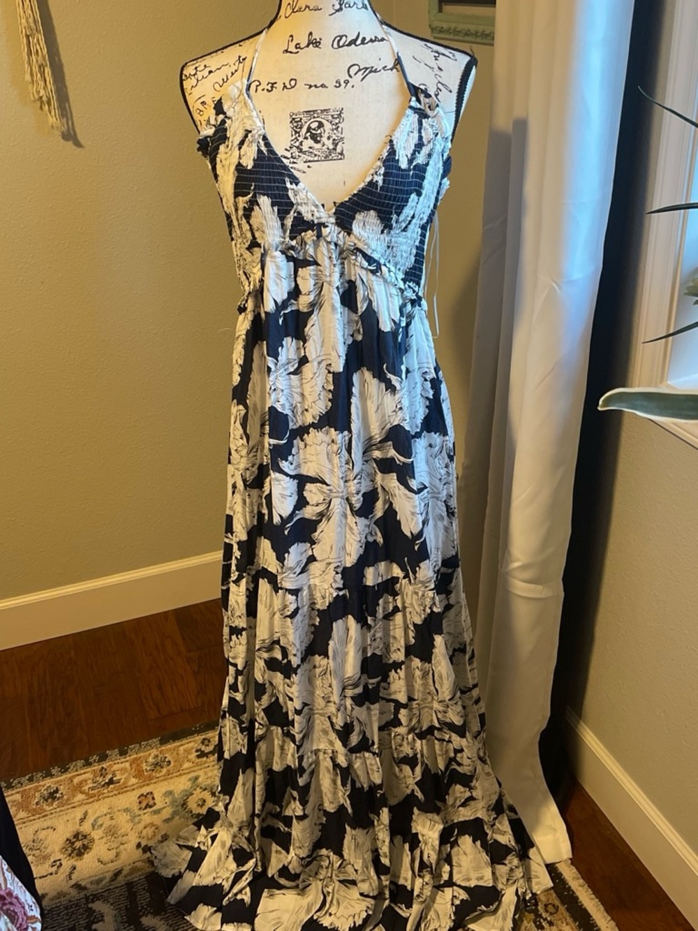 Baltic Born Navy and White Floral Maxi Dress